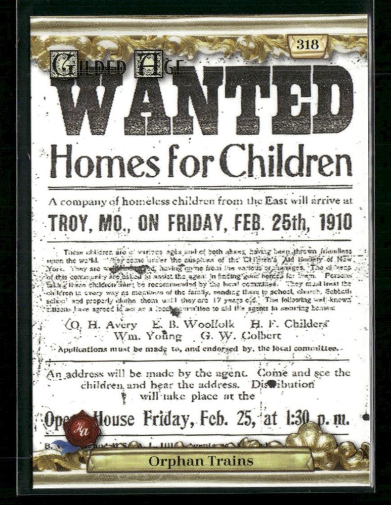 2023 Historic Autographs Gilded Age #318 Orphan Trains