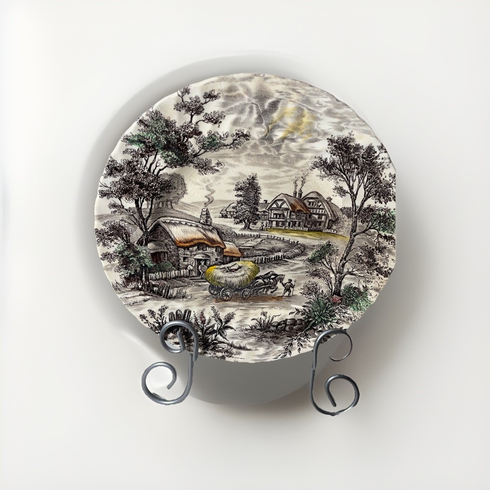 Vintage Staffordshire Yorkshire Engraved Ironstone 9.75” Dinner Plates England