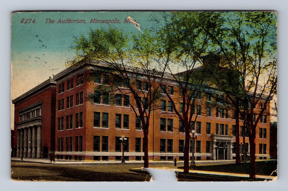 Minneapolis MN-Minnesota The Auditorium Vintage c1913 Postcard