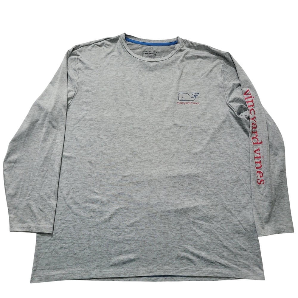 Vineyard Vines Performance Shirt Mens XXL Gray Long Sleeve Whale Graphic