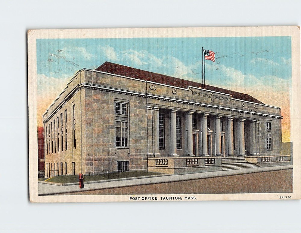 Postcard Post Office Taunton Massachusetts USA