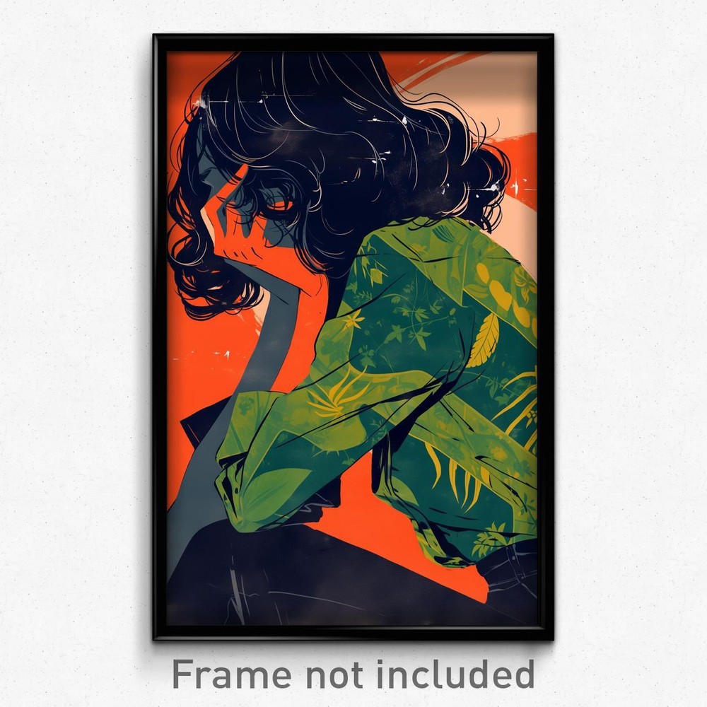 Vintage French Movie Poster Art Print – Woman in Green Jacket Expressing Sorrow