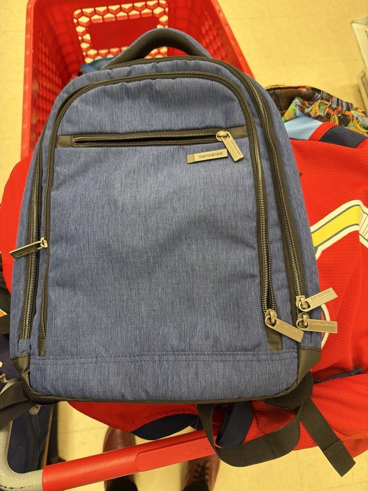 Samsonite Blue Laptop Backpack Travel Work School Bag Multi Compartment