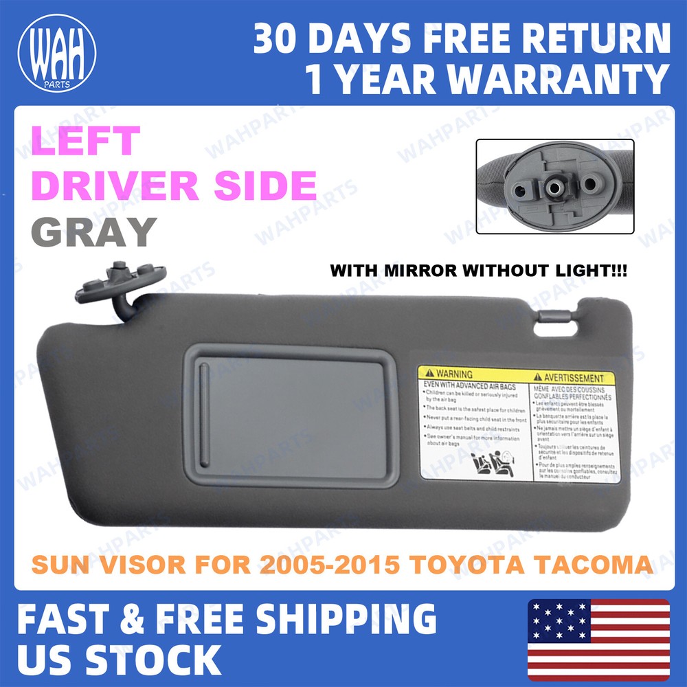 2005-2015 Toyota Tacoma Left Driver Side Gray Sun Visor 74320-04181-B1