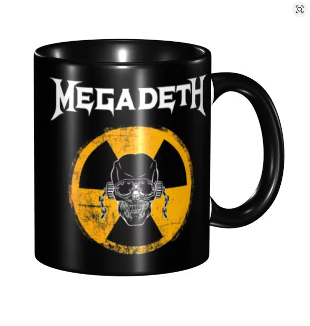 Megadeth Nuclear Symbol Skull Mug Heavy Metal Band Coffee Cup Black 11oz Ceramic