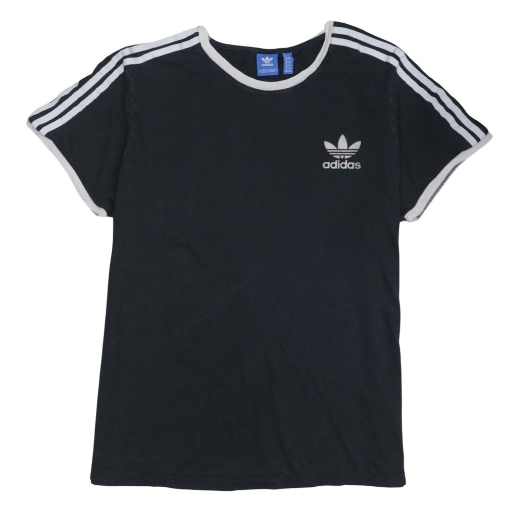 Adidas Womens T Shirt Black Cotton Blend Jersey Relaxed Fit Trefoil Logo XL