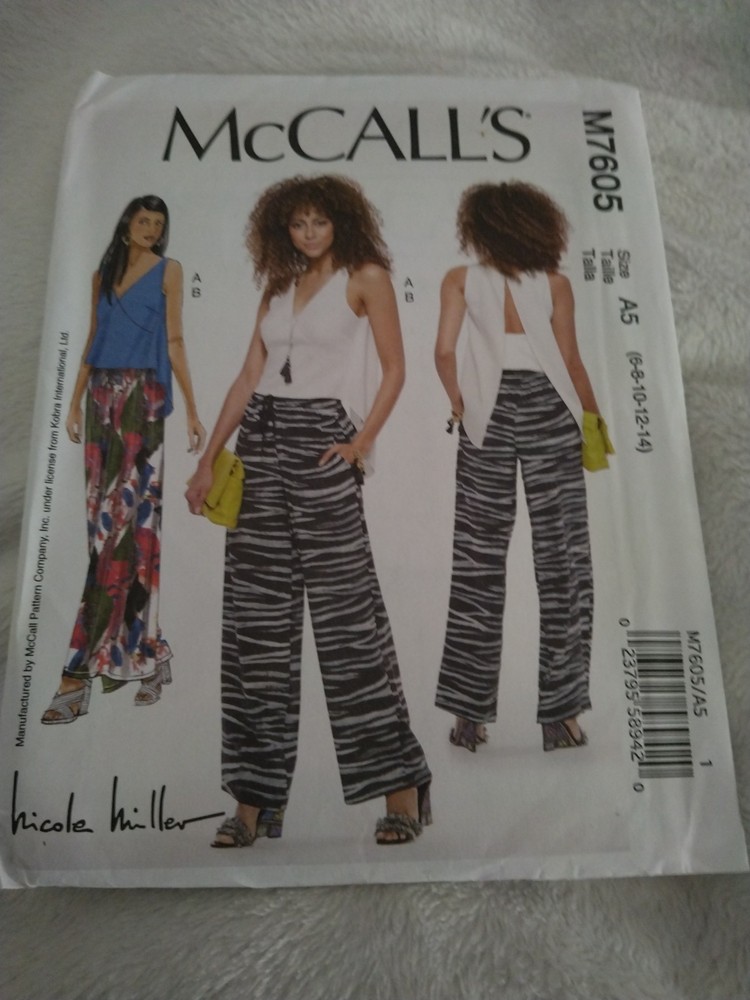 McCall's M7605 Pattern, Misses Tops & Pants 2 Of Each, Size 6-14, Uncut