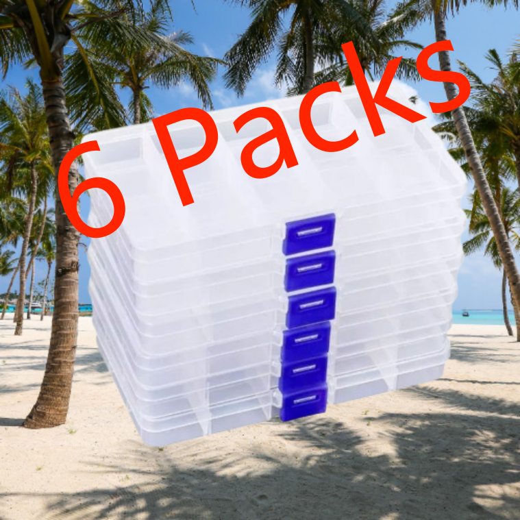 6-Piece Clear Plastic Jewelry Box for Beads Earrings Craft Storage Organizer