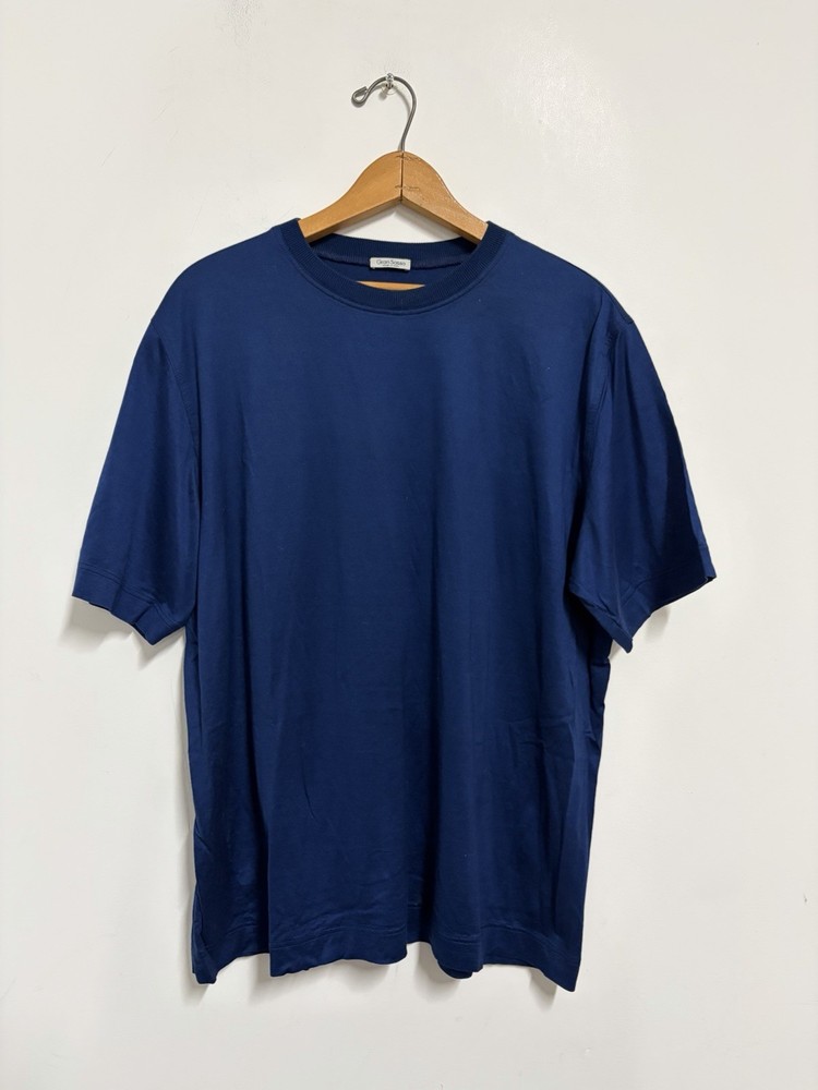 Gran Sasso Mens Size 54 (XL) Blue Cotton Crewneck T-Shirt Made In Italy