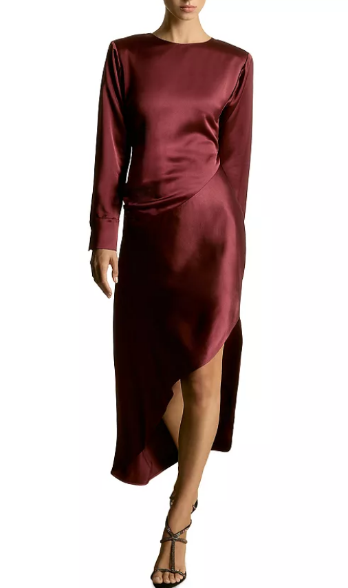 Reiss Valli Asymmetric Burgundy Maxi Dress - size 6 / 10 UK - retail $385