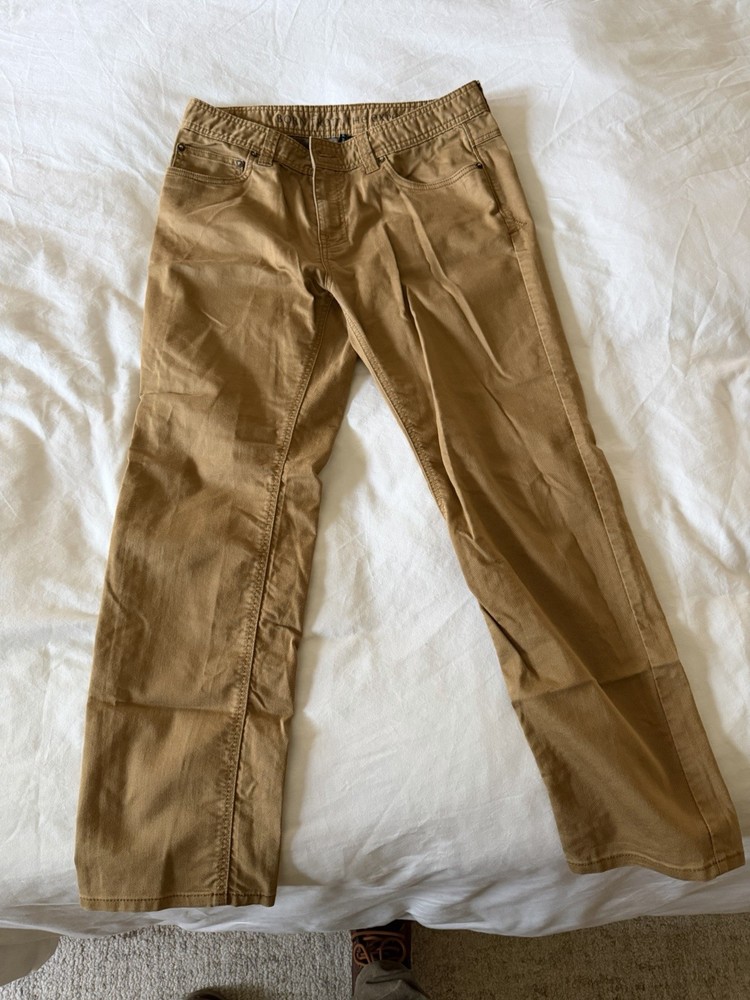prAna Slim Fit Brown Cotton Twill Straight Leg Casual Pants 5-Pocket
