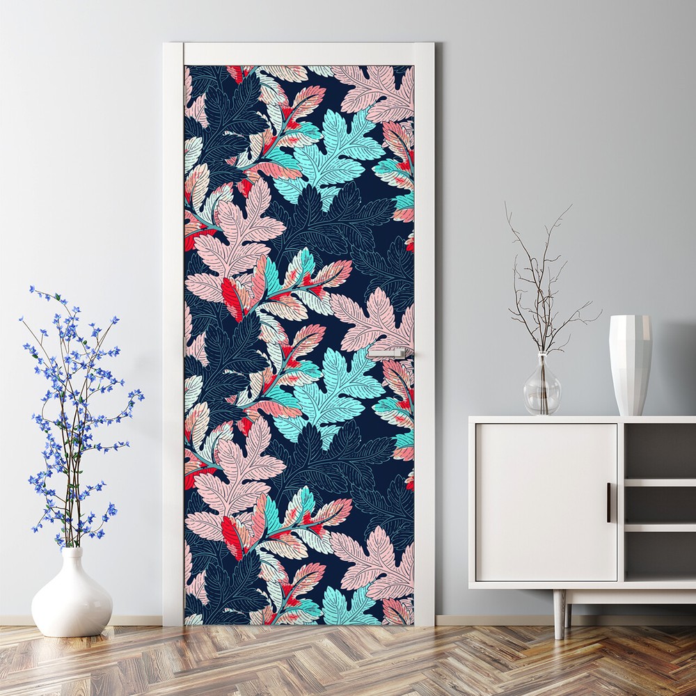 Branch Bubble Free Door Sticker Blue Pink Wall Decal Home Decor