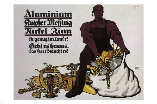 RAW MATERIAL IS IN THE COUNTRY Vintage Poster L Oppenheim Germany 1917 20x30
