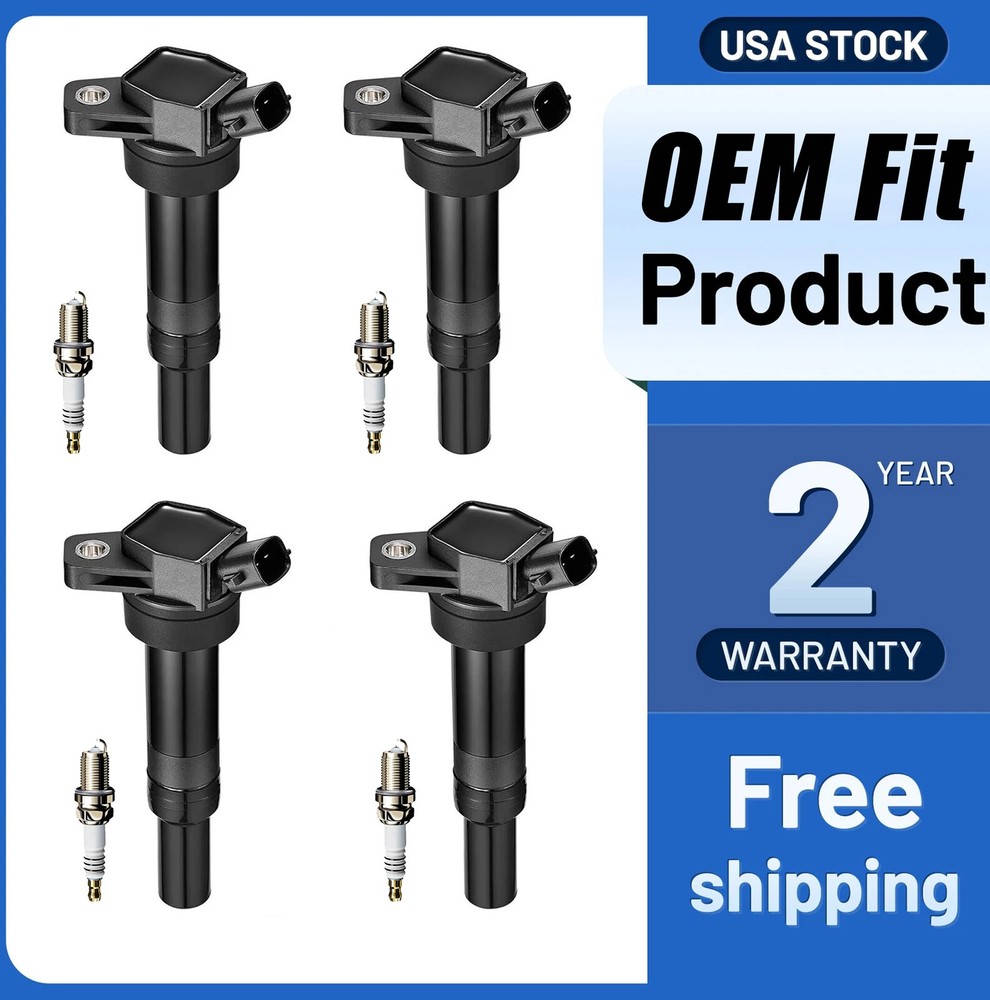✅4 Ignition Coils Pack UF651 and Iridium Spark Plug For 2012-2018 Kia Soul 2.0L✅