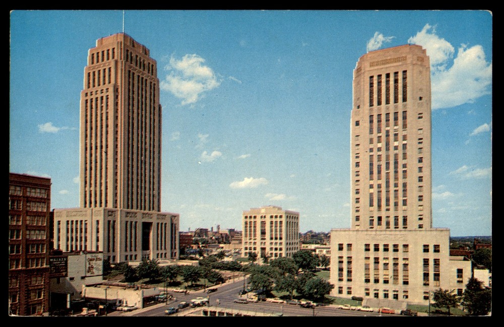 Postcard Kansas City Civic Center, City Hall, Court House, Buildings MO