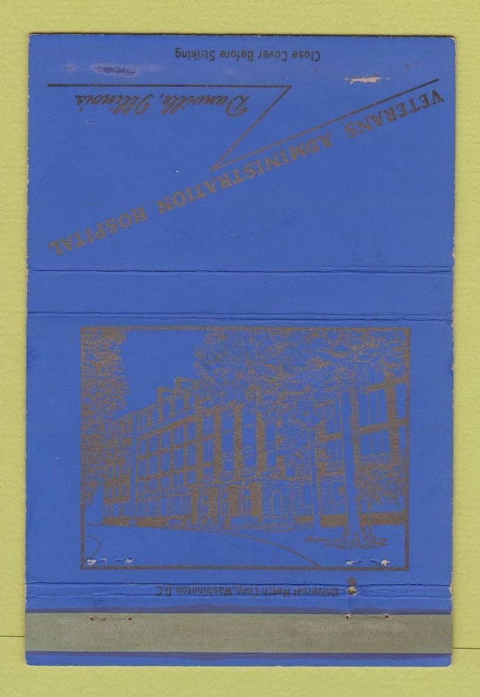 Vintage Matchbook Cover - VA Hospital Danville IL 40 Strike Crease