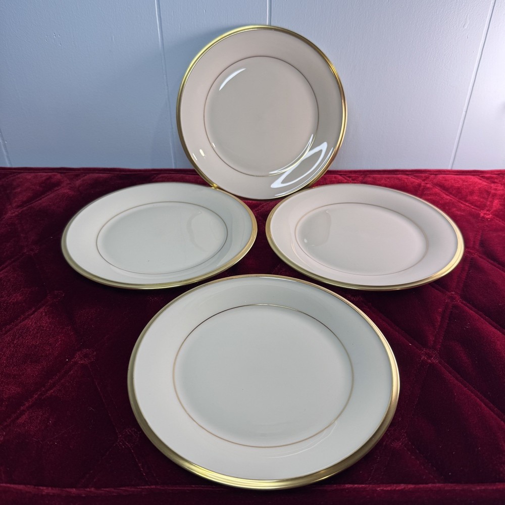 Set of 4 Lenox ETERNAL Bread & Butter Plates Ivory Bone China, Gold Trim 6.25
