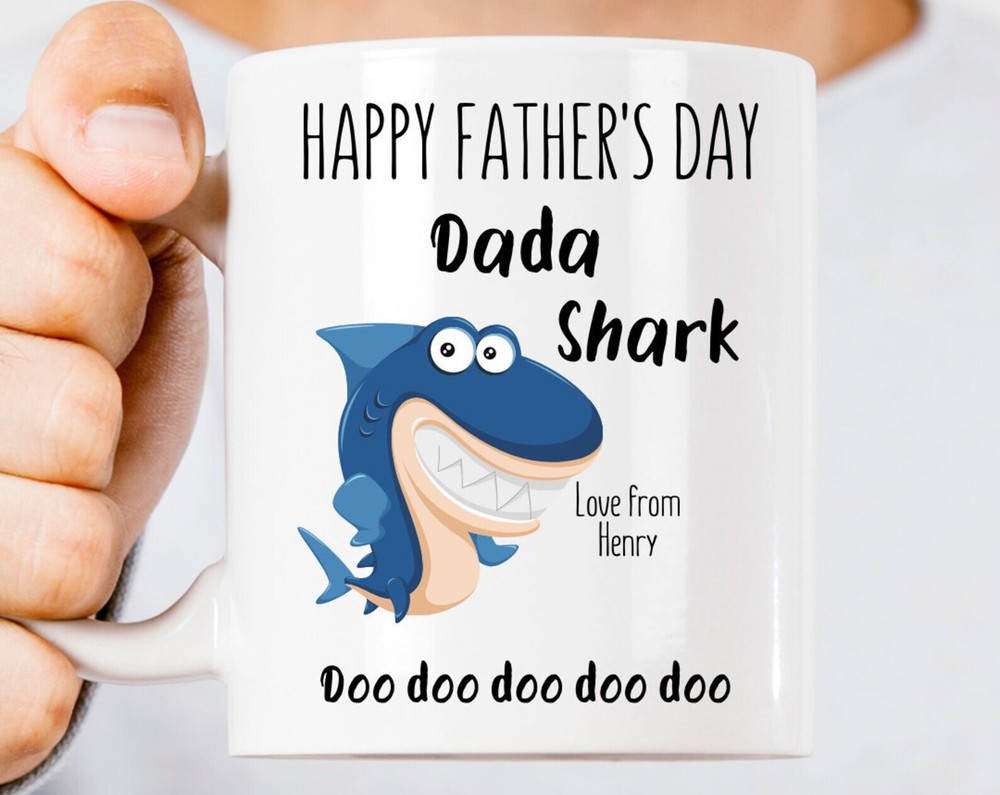 Personalized Funny Dada Shark Coffee Mug for Father's Day