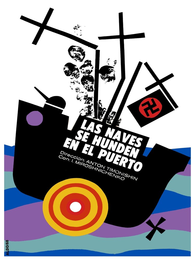 Las naves se hunden en el puerto Decor Poster.Graphic Art Interior design.3661