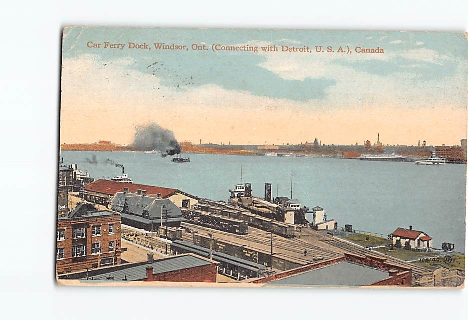 Postcard Car Ferry Dock Windsor Ontario Canada