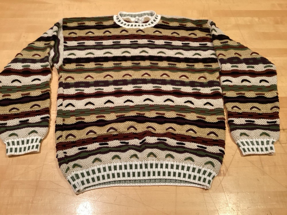 Vintage Protege Collection Sweater Mens M Chunky Knit Biggie 90’s 3D Coogi