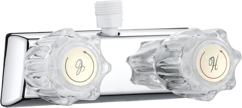 RV Shower Faucet, Dual-Handle Camper Faucet with Acrylic Knobs, Chrome