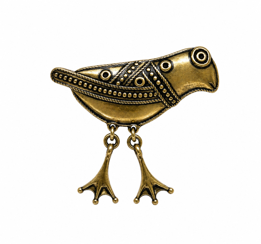 Kalevala Koru Hattulan Linttu Bronze Bird Brooch Finland Vintage Nordic Jewelry