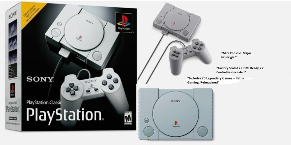 Sony PlayStation Classic Mini Console with 20 Retro Games - Collectible Edition
