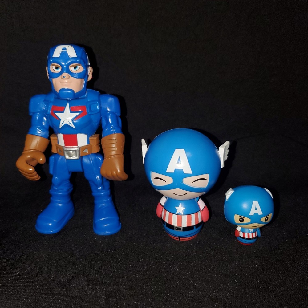 Captain America Lot Of 3, Action Figure, Dorbz Funko & Pint Size Hero, Marvel