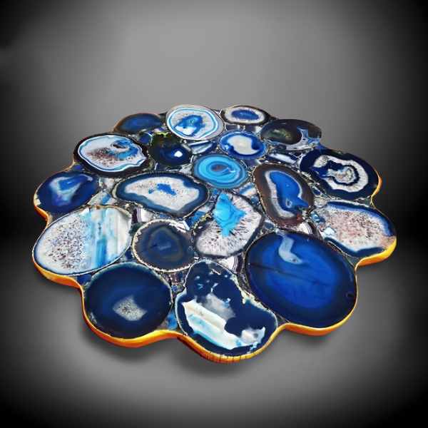 24x24 Handcrafted Blue Agate Coffee Table Luxury Home Decor Furniture  