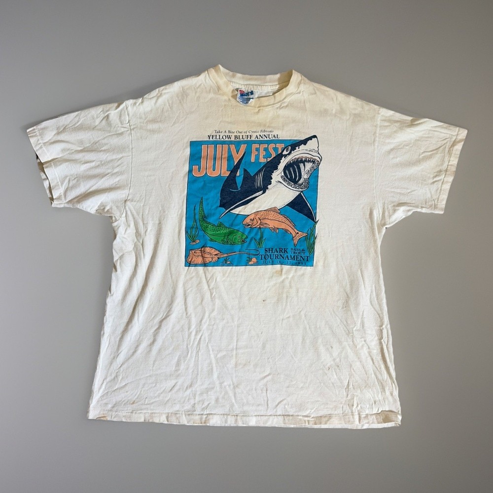 Vintage Hanes Beefy T Graphic T-Shirt XL. July Fest , Made In USA, Single Stitch