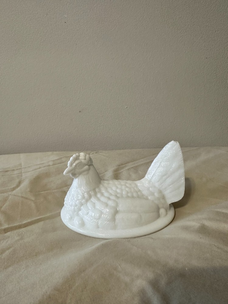 Hen On A Nest Milk Glass TOP ONLY - Good Condition