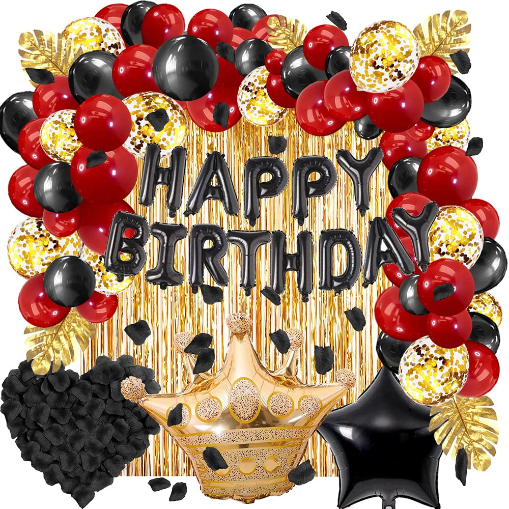 Decoracion De Cumpleaños Cortinas Globos Negros y Rojo Para Mujer Hombre Fiestas
