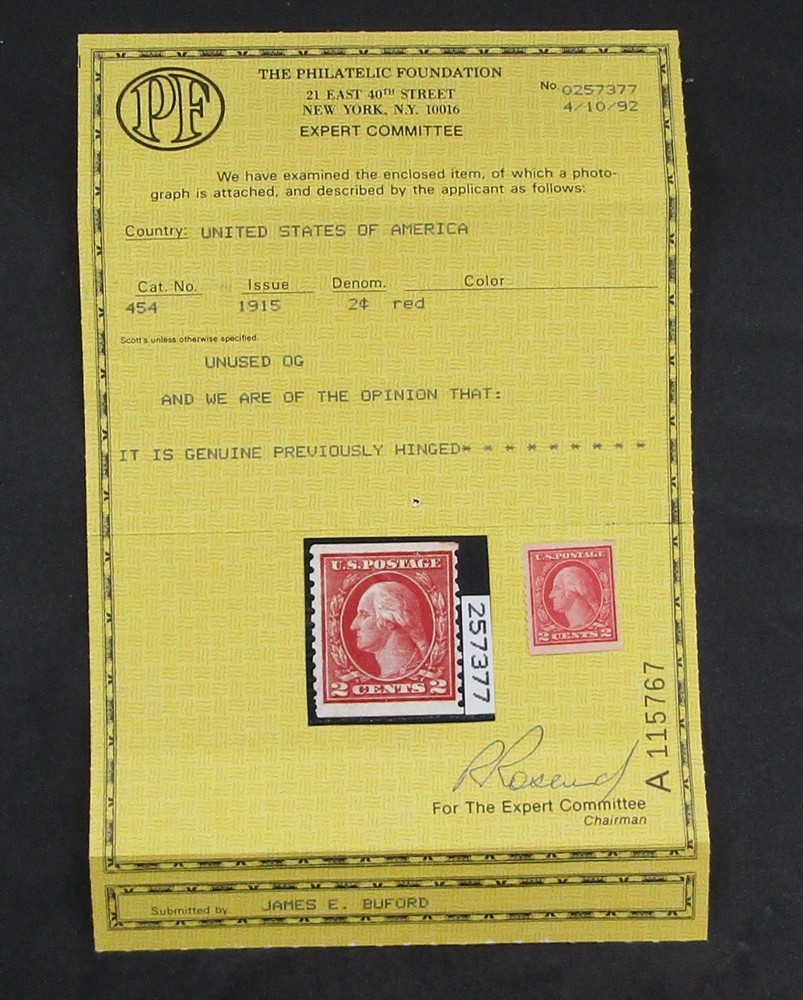nystamps US Washington Stamp # 454 Mint OG H PF Cert       Y8x3396