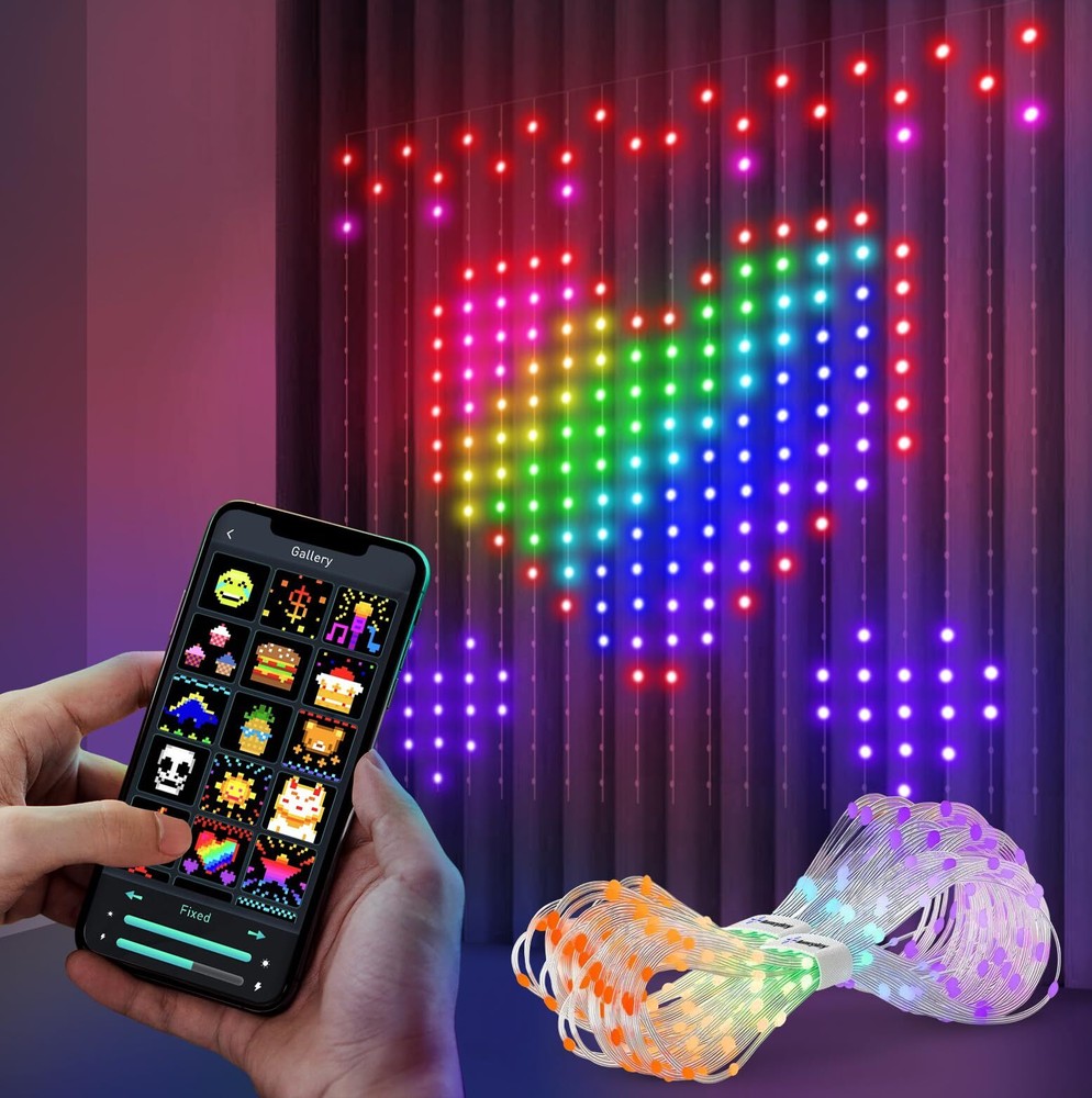 ilumeplay Curtain Lights Smart LED with APP DIY Curtain Strip Lamp with Progr...
