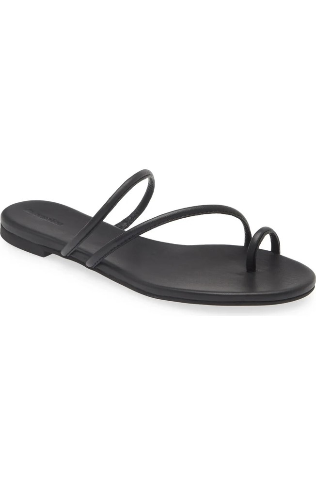 $128 Reformation Ludo Toe Ring Strappy Flat Sandal | Black | 10