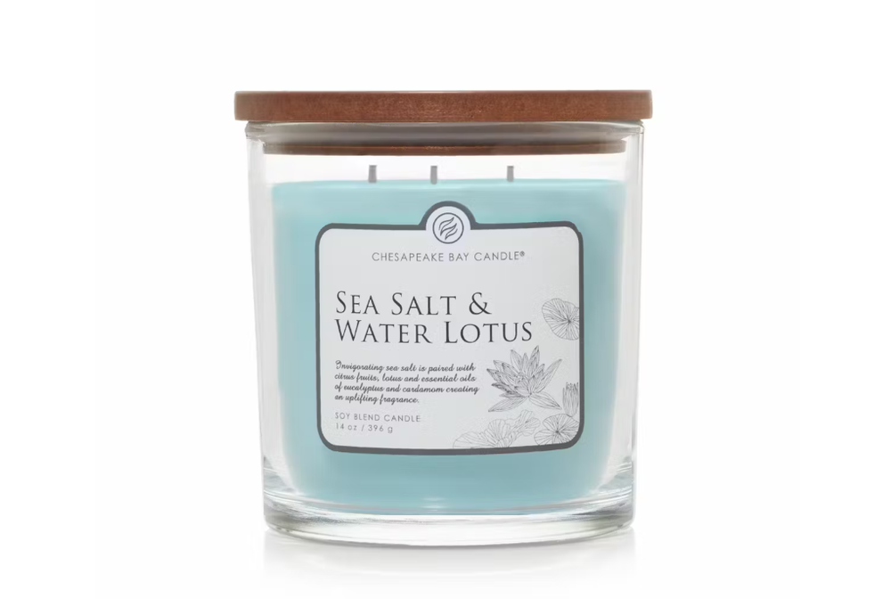 Chesapeake Bay Candle Sea Salt Water Lotus 14oz with Jasmine Sage Cardamom