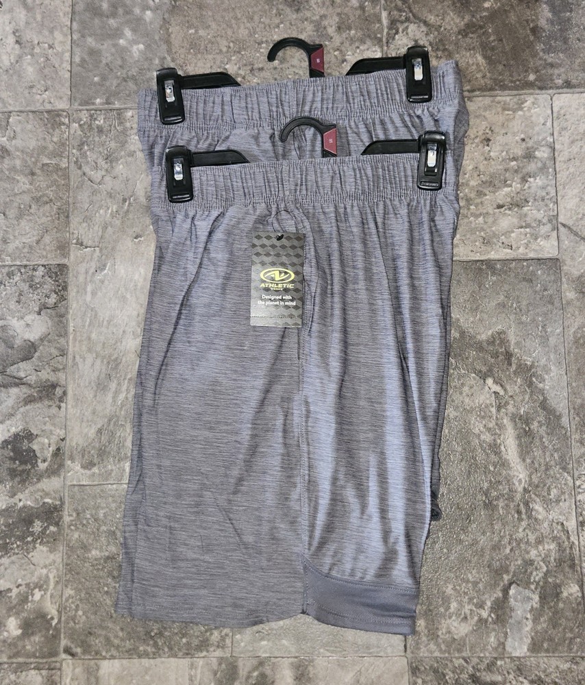 2 x Athletic Works Men's Gray Performance Athletic Shorts- Small (28-30) NWT