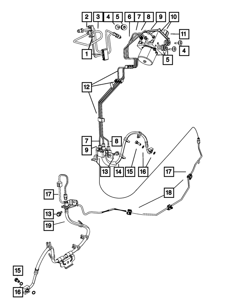 Genuine Mopar Master Cylinder To Hcu Tube Assembly Brake 55366056ac