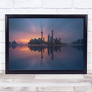 Sunrising Shanghai China Metropolis Futuristic Pudong Skyscraper Wall Art Print