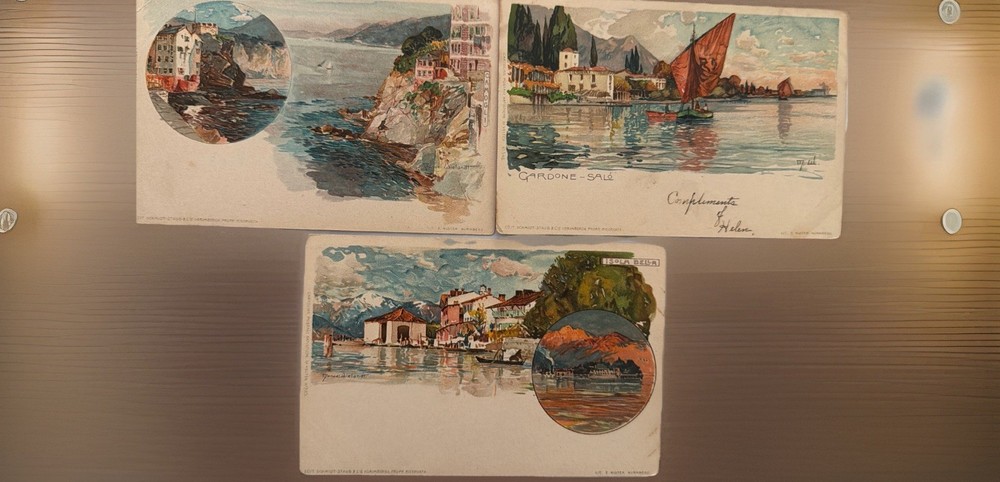 Antique Italian Postcards Lot 3 Undivided Back c1900 Lake Garda Camogli Italy