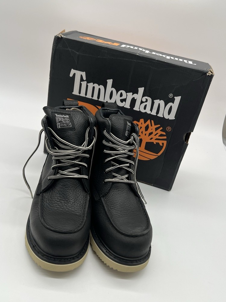 Timberland Pro Wedge 6 Inch Soft Toe Work Boot for Men in Black Leather Size 10.5 Wide TB1A5VRY 001