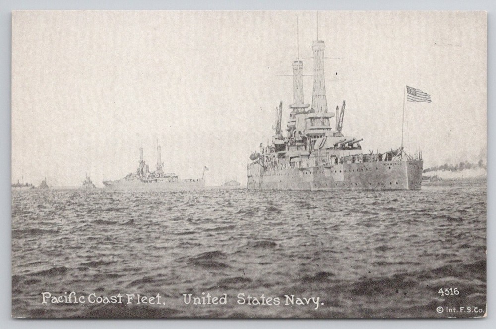 US Navy Pacific Coast Fleet Battleships Vintage Postcard Samuel Levinson