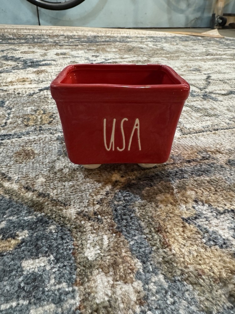 Rae Dunn Fourth Of July Decorative Container, USA, Red