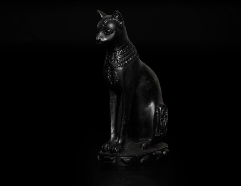 Ancient Egyptian Antiques Bastet Statue Antique Black Basalt Cat Goddess Figure