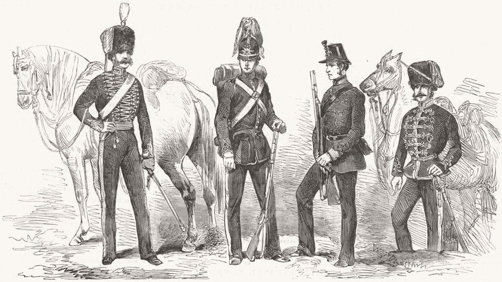 MILITARIA. New dresses for artillery 1854 old antique vintage print picture