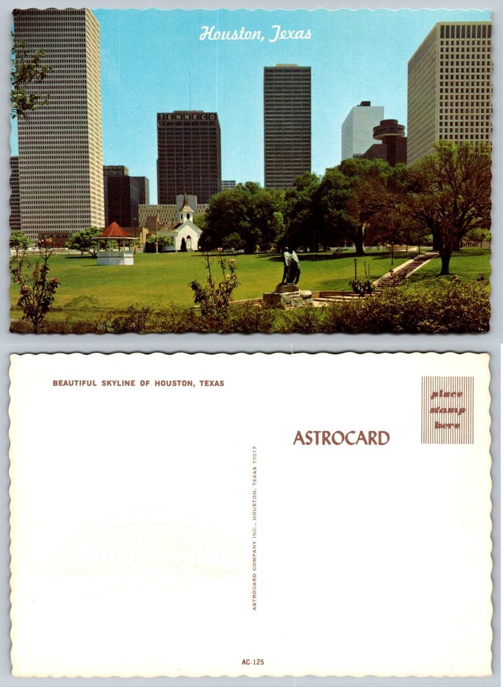 Vintage Houston Texas Skyline Postcard Tenneco Bldg Hermann Park Astrocrd