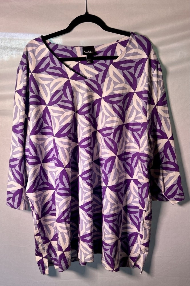 Ulla Popken Scoop Neck Cotton Top Plus Size 24/26 Shades Of Purple