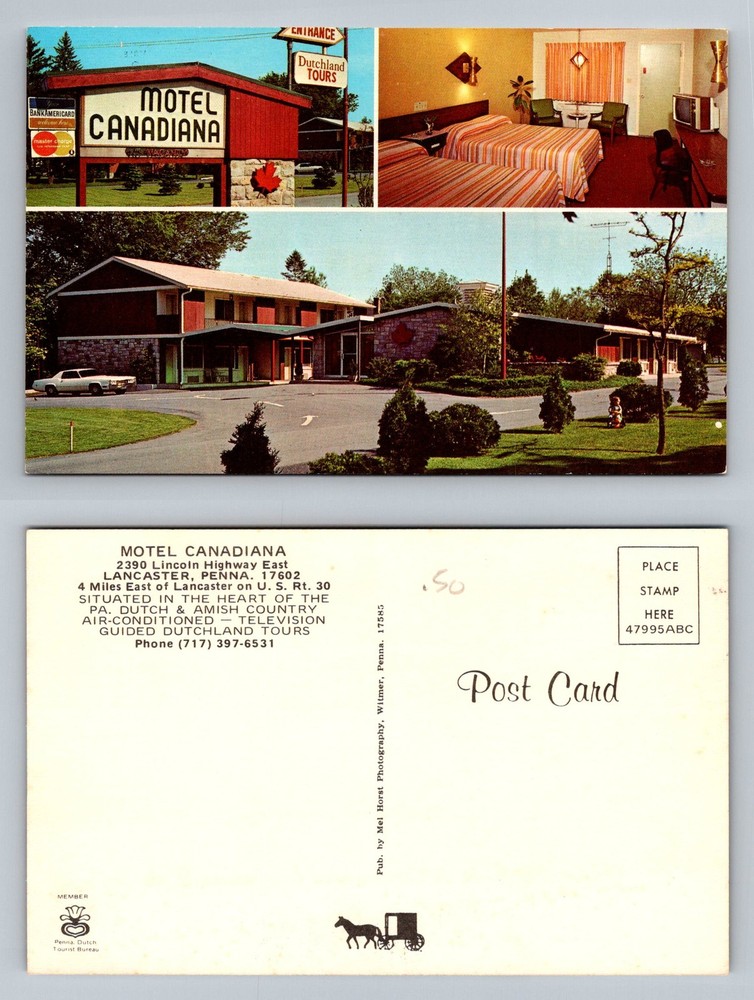 Lancaster, PA-Pennsylvania, Motel Canadiana In Amish Country Vintage Postcard