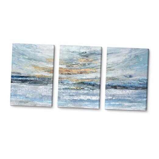 Blue Abstract Canvas Wall Art 3-Panel Set 12x16in for Bedroom